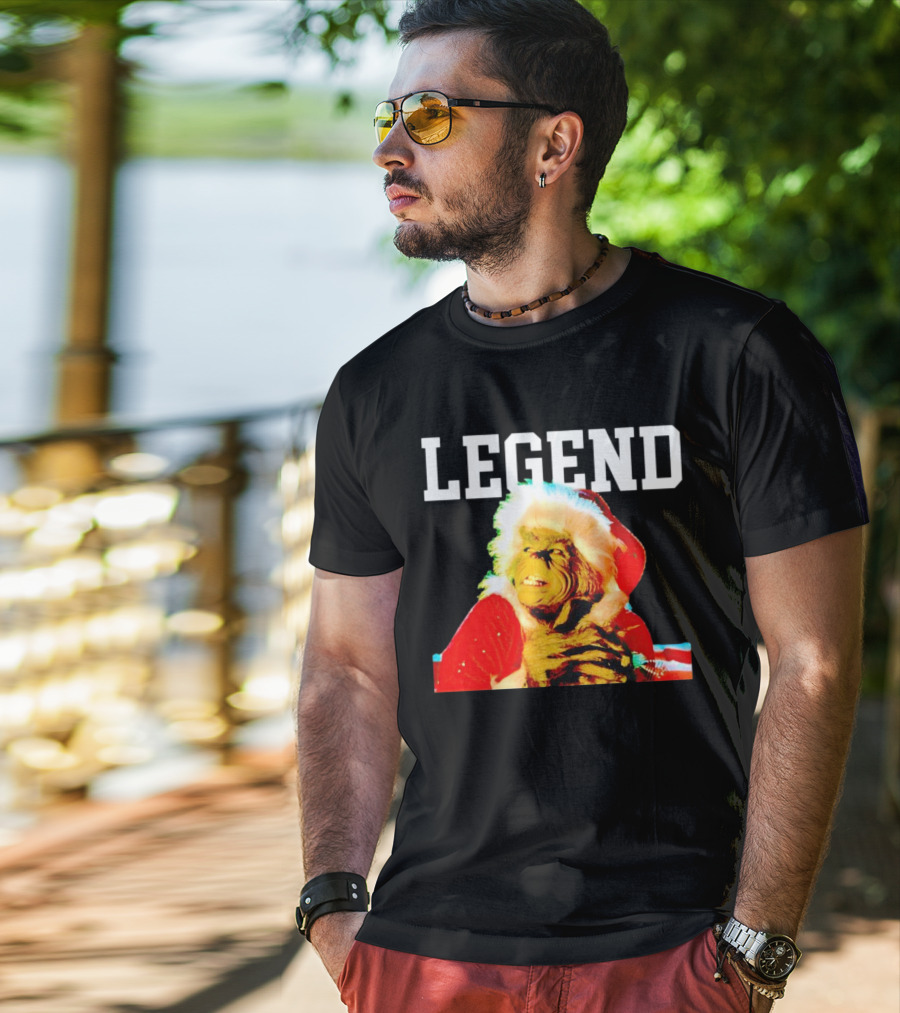 Grinch In Santa Outfit With Legend Text Christmas T-Shirt