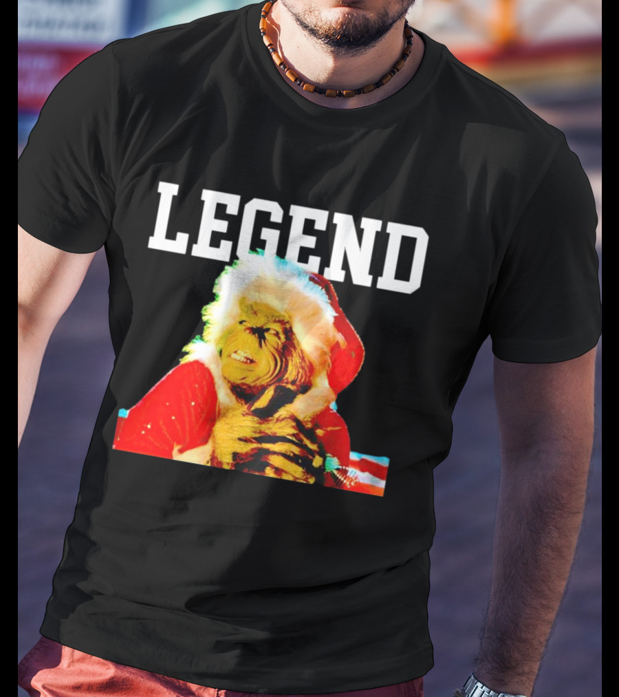 Grinch In Santa Outfit With Legend Text Christmas T-Shirt