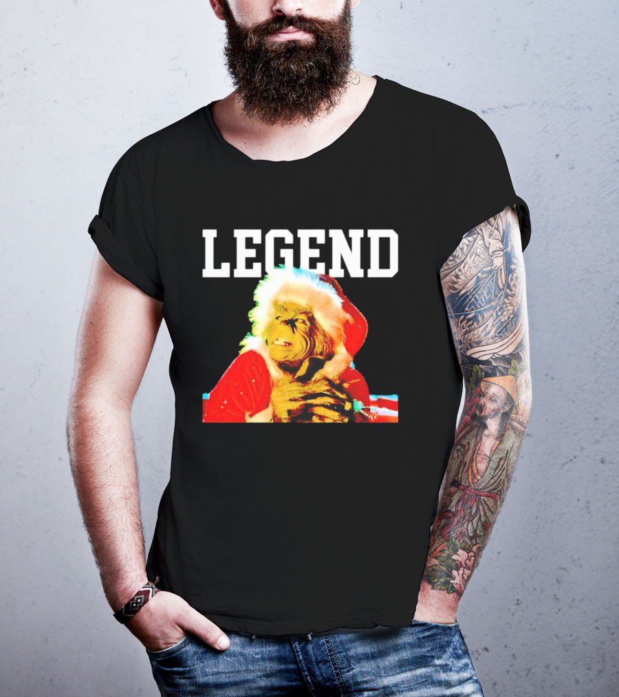 Grinch In Santa Outfit With Legend Text Christmas T-Shirt