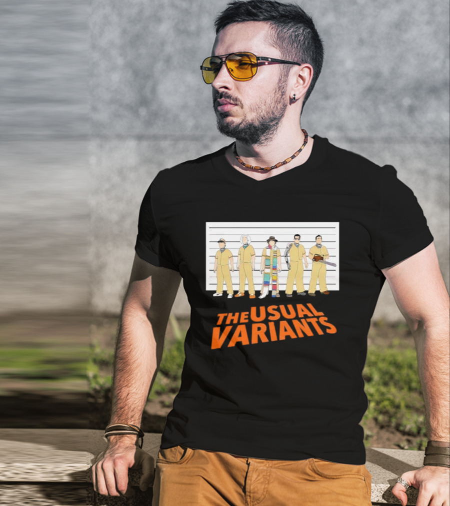 The Usual Variants Parody Featuring Sci-Fi Time Travel Characters In Lineup T-Shirt