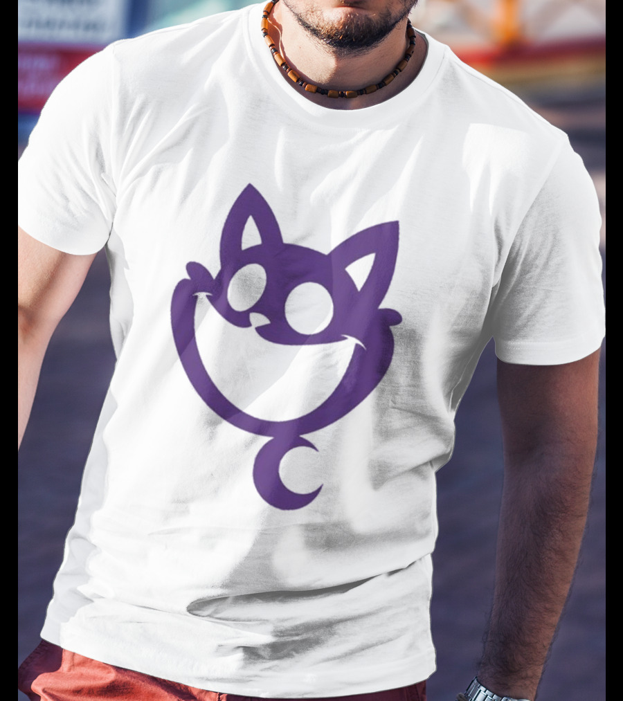 Cheshire Cat Purple Silhouette Face Design Catnap Face T-Shirt