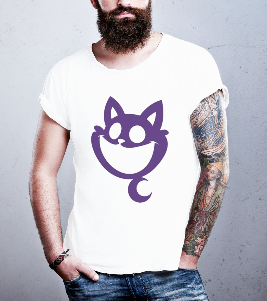 Cheshire Cat Purple Silhouette Face Design Catnap Face T-Shirt