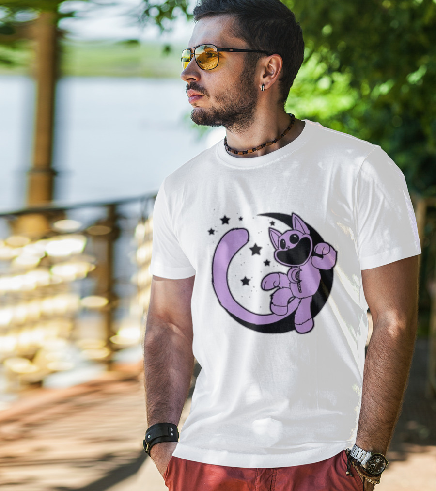 CatNap Astronaut Cat In Space With Crescent Moon And Stars T-Shirt