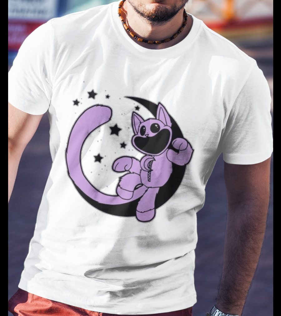 CatNap Astronaut Cat In Space With Crescent Moon And Stars T-Shirt