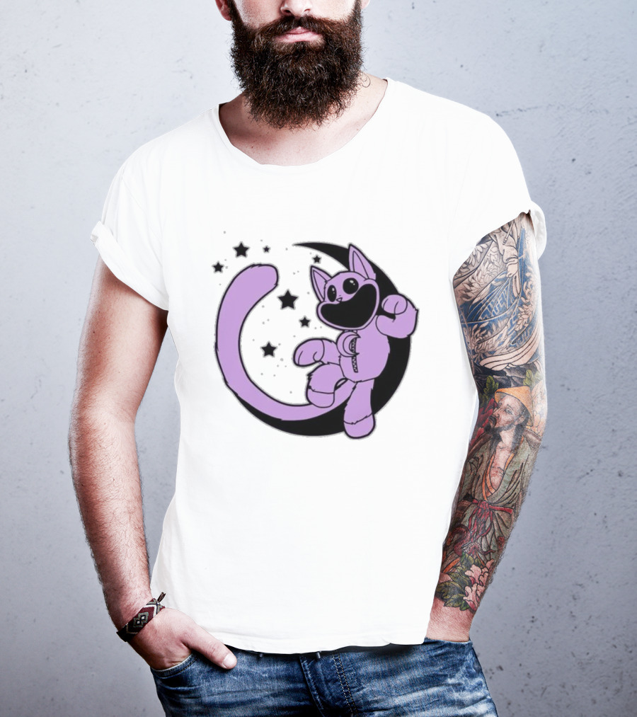 CatNap Astronaut Cat In Space With Crescent Moon And Stars T-Shirt