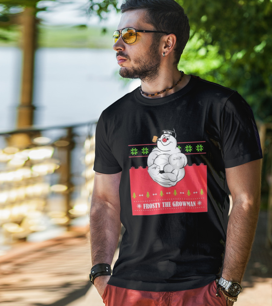 Frosty The Growman Christmas Bodybuilder Snowman T-Shirt
