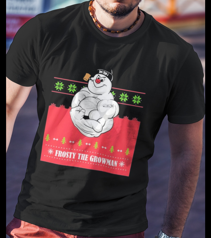 Frosty The Growman Christmas Bodybuilder Snowman T-Shirt