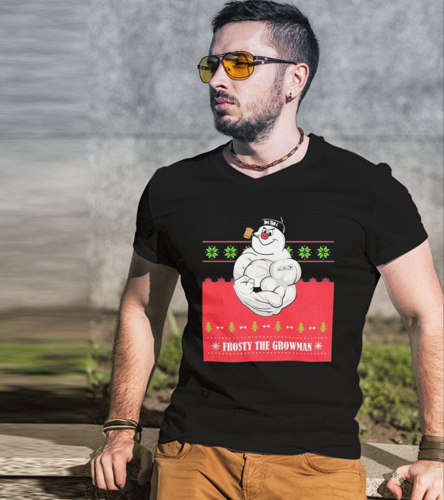 Frosty The Growman Christmas Bodybuilder Snowman T-Shirt