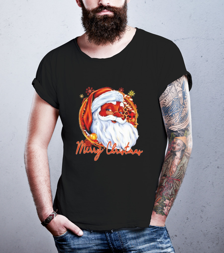 Handsome Black Santa Merry Christmas Festive Joyful Santa Image T-Shirt