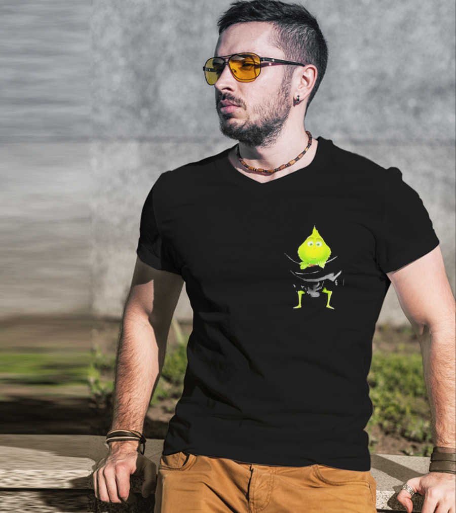 Grinch Peeking From Pocket T-Shirt