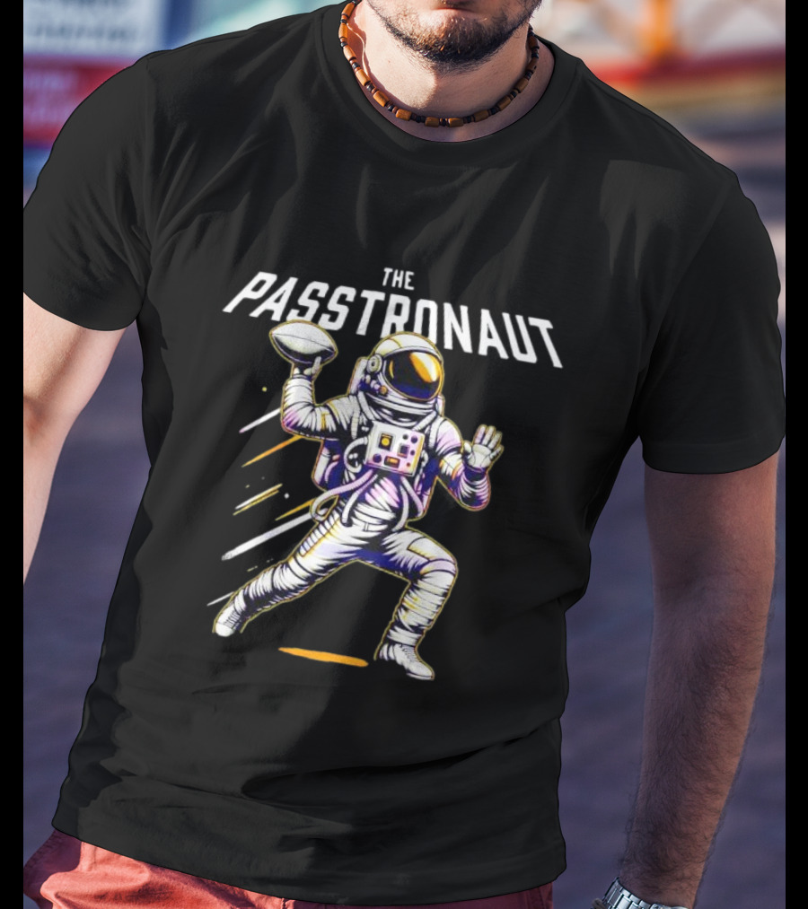 The Passtronaut Astronaut Throwing A Football T-Shirt