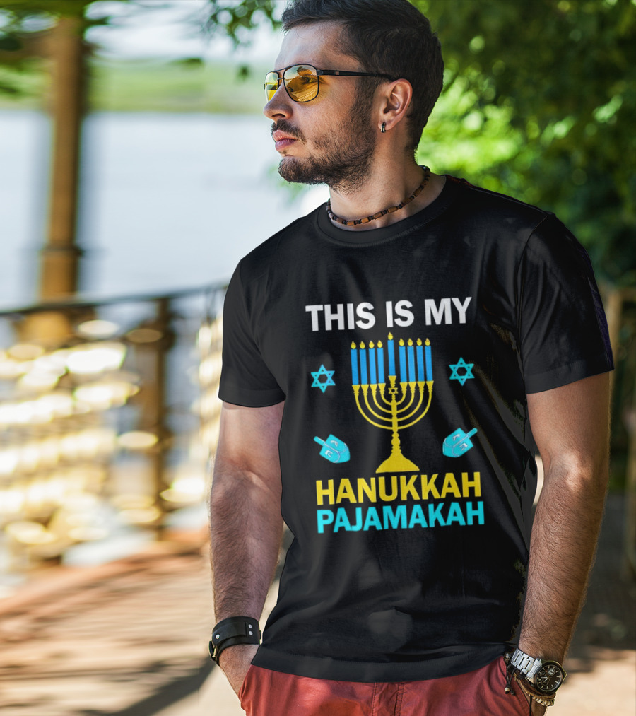 This Is My Hanukkah Pajamakah Menorah Dreidels Star Of David T-Shirt
