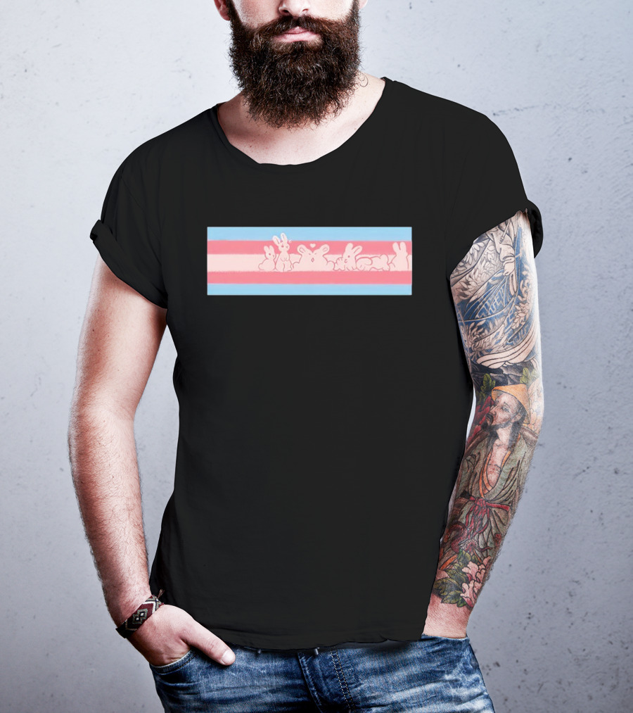 Trans Flag Bunny Band Stripes T-Shirt