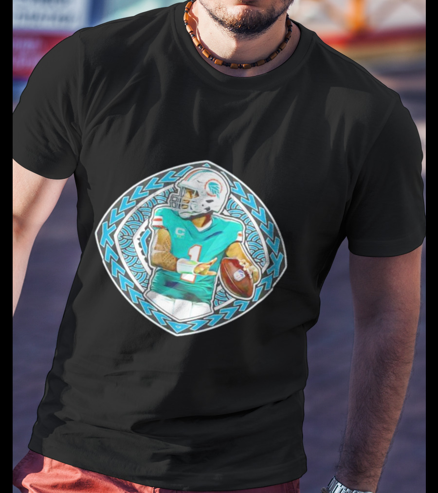 Tua Tagovailoa TAT-TUA Miami Football Quarterback Samoan Tribal Style Retro Fan T-Shirt