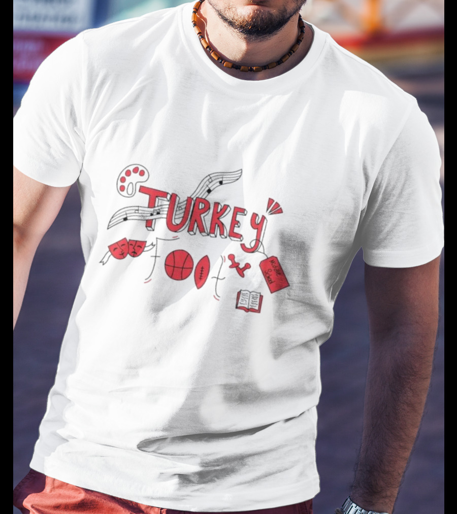 Turkey Foot Middle School Grade 6 Musical Sports And Academic Symbols T-Shirt
