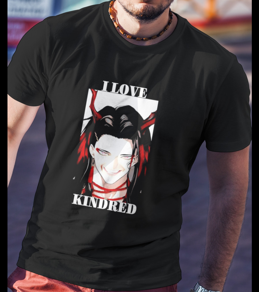 I Love Kindred Vox Akuma Demon Aesthetic Bold Black Red White T-Shirt
