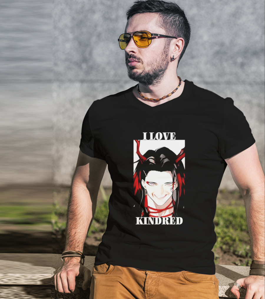I Love Kindred Vox Akuma Demon Aesthetic Bold Black Red White T-Shirt