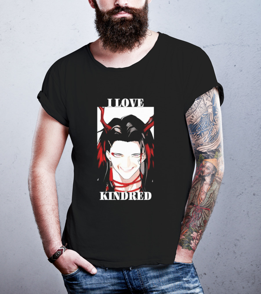 I Love Kindred Vox Akuma Demon Aesthetic Bold Black Red White T-Shirt