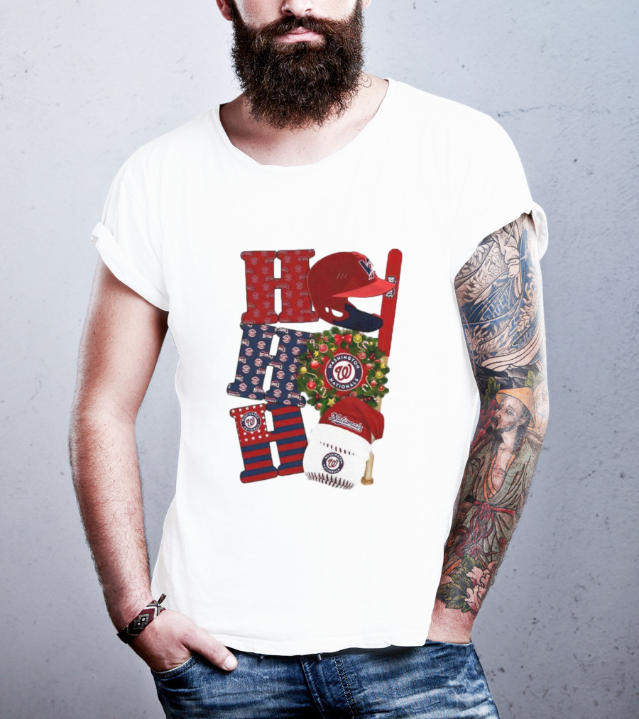 Washington Nationals Ho Ho Ho Merry Christmas Baseball Festive T-Shirt