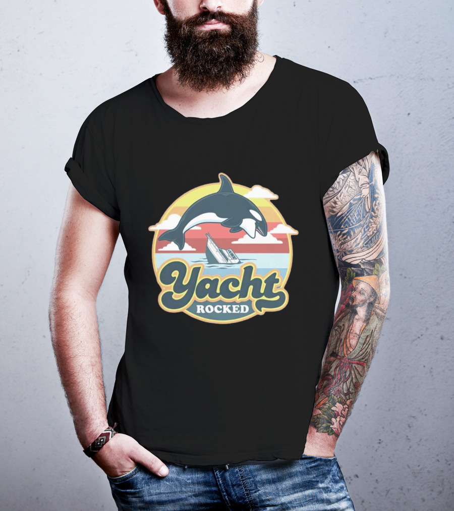 Yacht Rocked Whale Ocean Scene T-Shirt