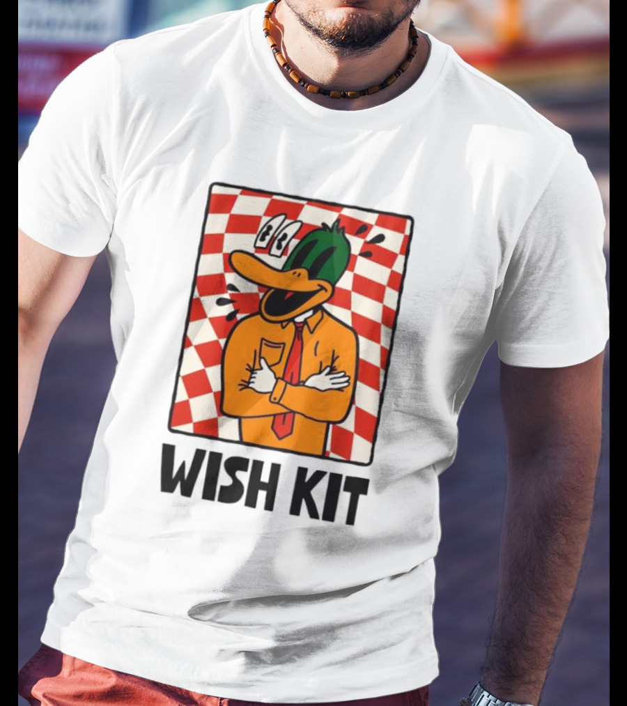 WISH KIT DUCK CHECKERED EYE POPPING CARTOON T-Shirt