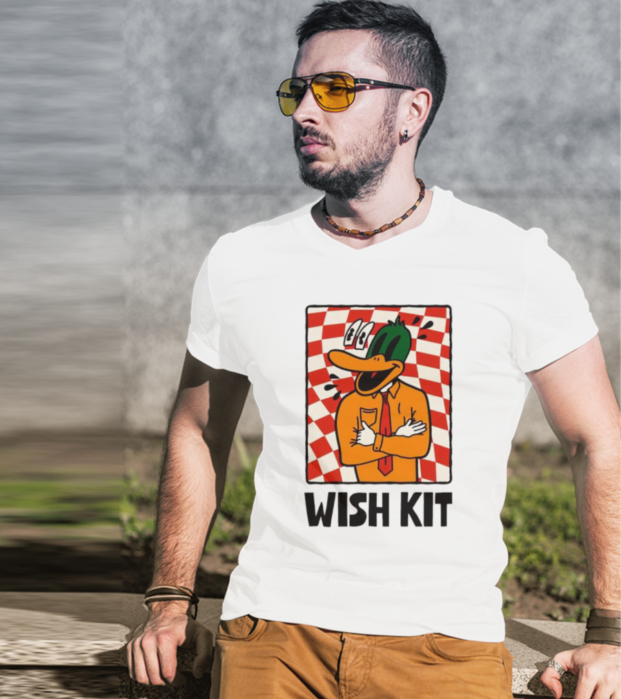 WISH KIT DUCK CHECKERED EYE POPPING CARTOON T-Shirt