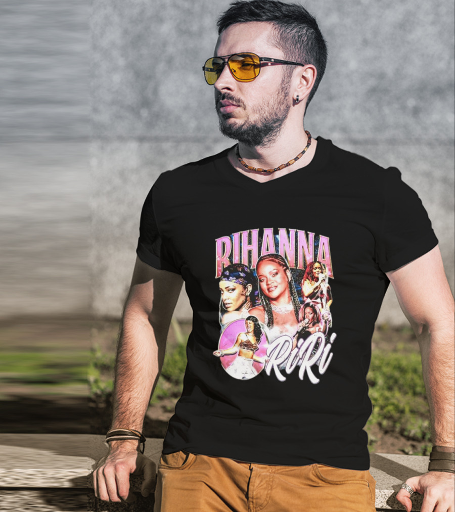 Rihanna RiRi Collage Retro Music Icons T-Shirt