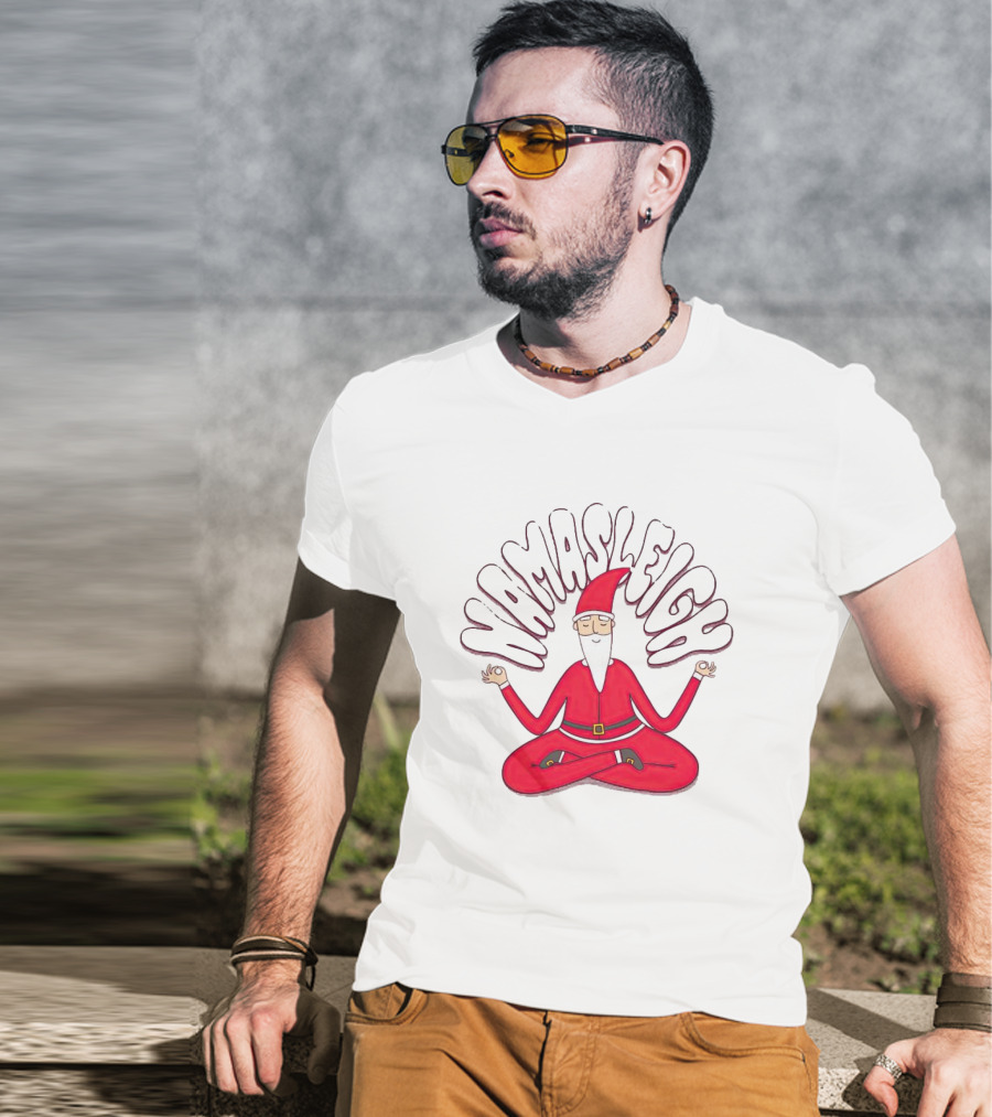Santa Claus Namasleigh Christmas Santa Meditation Holiday T-Shirt