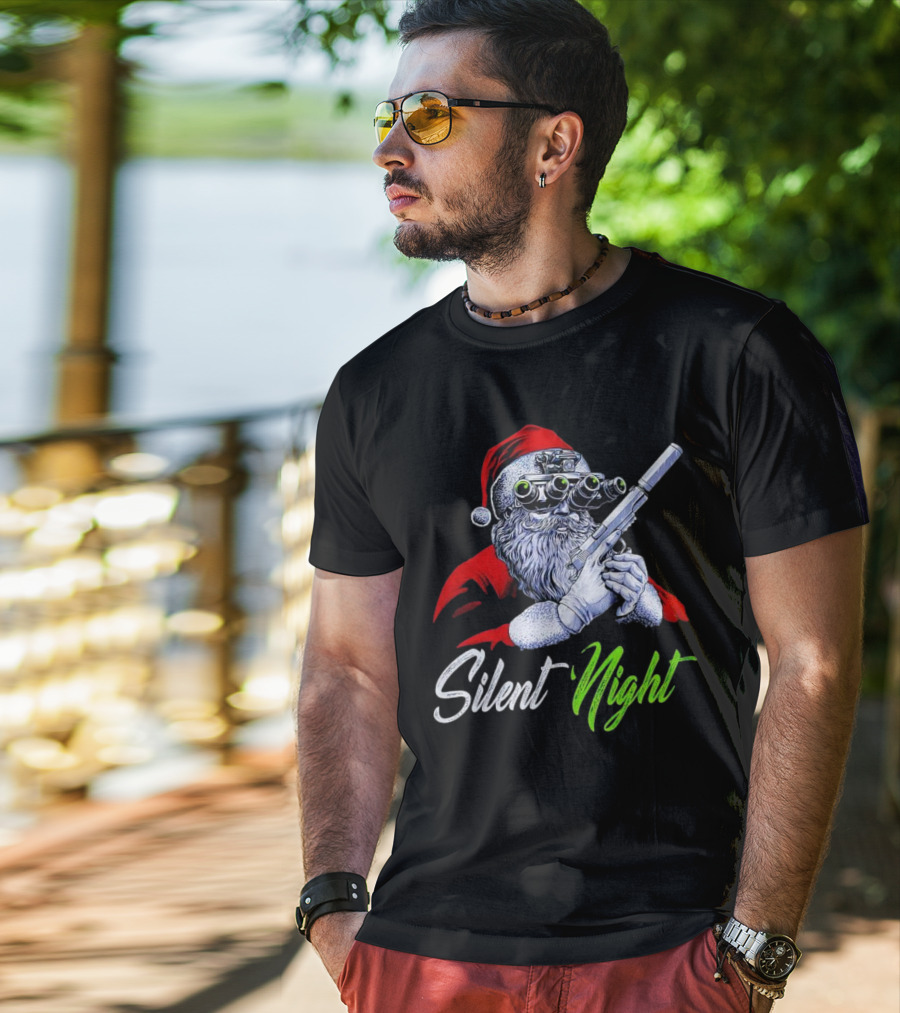 Silent Night Santa Claus With Night Vision And Rifle T-Shirt