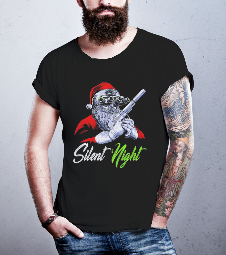 Silent Night Santa Claus With Night Vision And Rifle T-Shirt