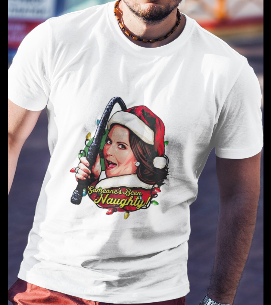 Santa Karen Walker Someone's Been Naughty Christmas Lights Whip T-Shirt