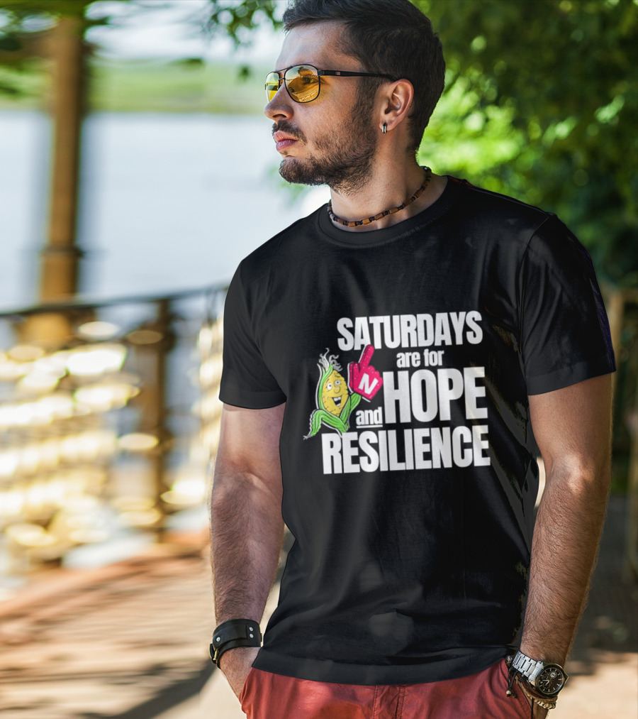 Saturdays Are For Hope And Resilience Corn Mascot And Foam Finger T-Shirt