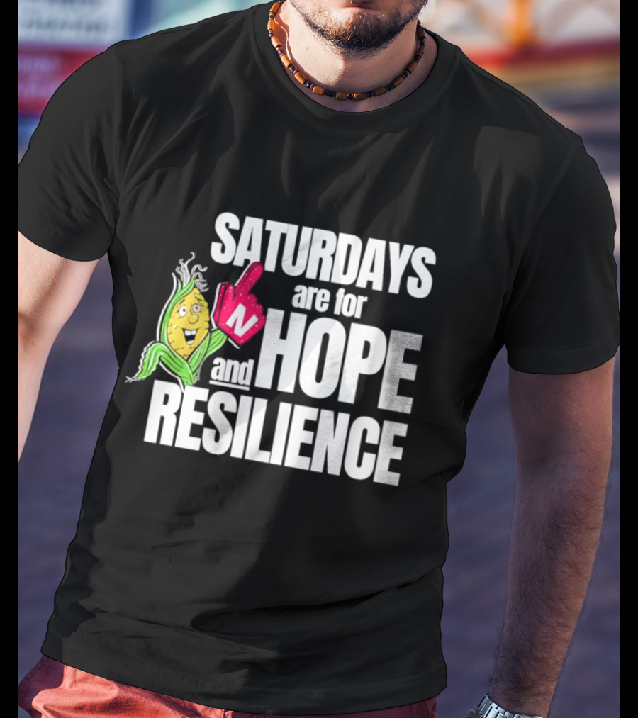 Saturdays Are For Hope And Resilience Corn Mascot And Foam Finger T-Shirt