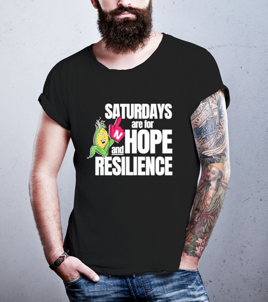 Saturdays Are For Hope And Resilience Corn Mascot And Foam Finger T-Shirt