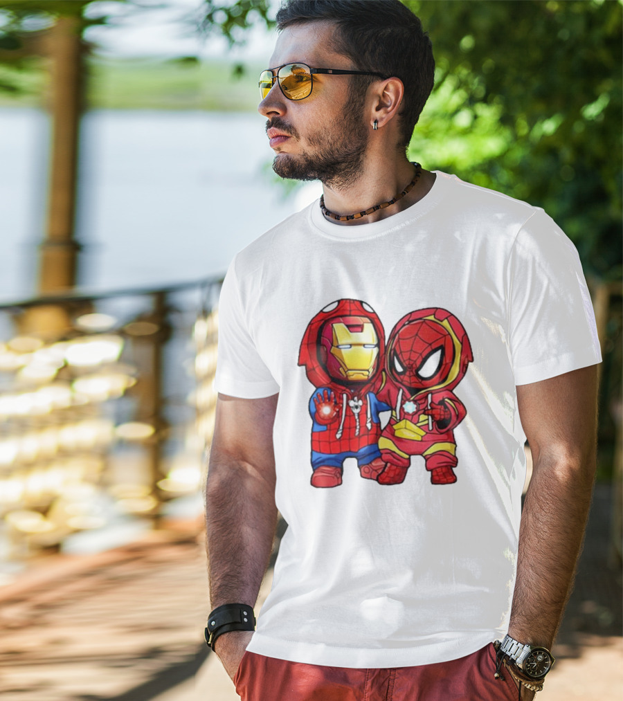 Spider-Man And Iron Man Cute Chibi Hoodie Heroes T-Shirt