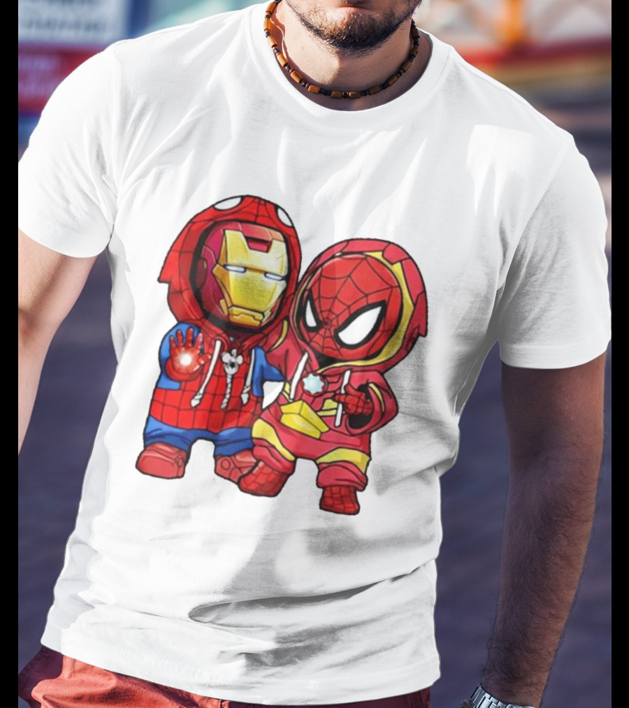 Spider-Man And Iron Man Cute Chibi Hoodie Heroes T-Shirt