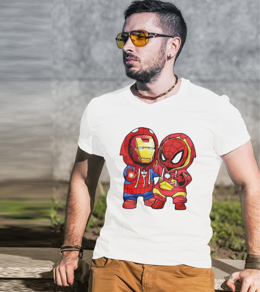 Spider-Man And Iron Man Cute Chibi Hoodie Heroes T-Shirt