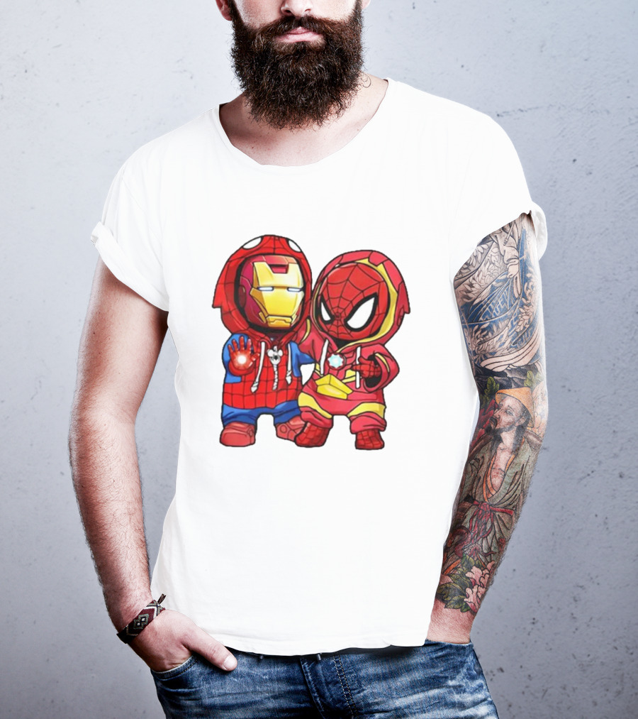 Spider-Man And Iron Man Cute Chibi Hoodie Heroes T-Shirt