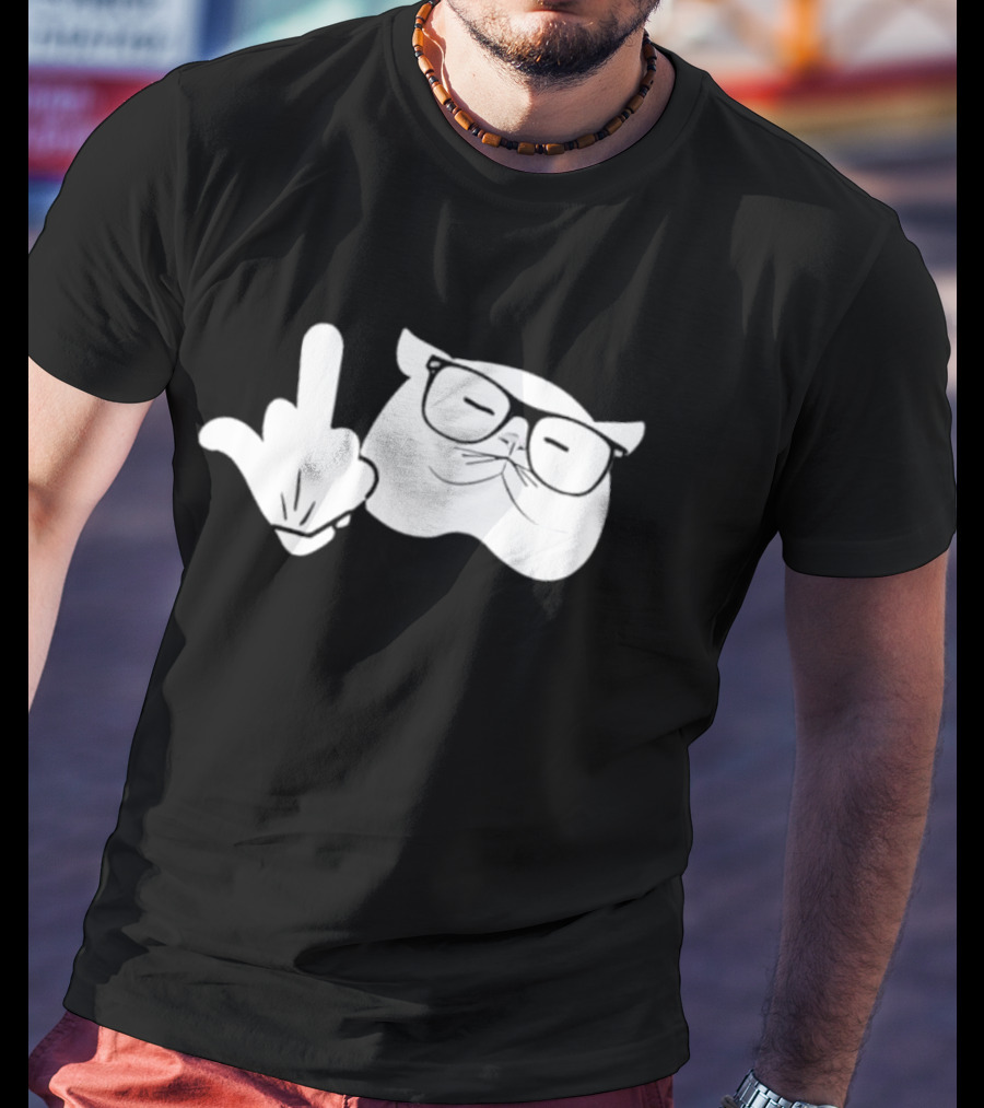 Catturd Birdturd Middle Finger Cat Glasses T-Shirt
