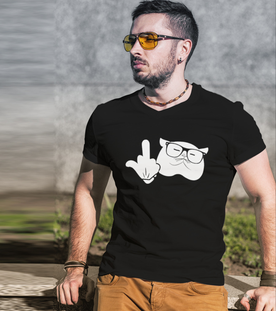 Catturd Birdturd Middle Finger Cat Glasses T-Shirt