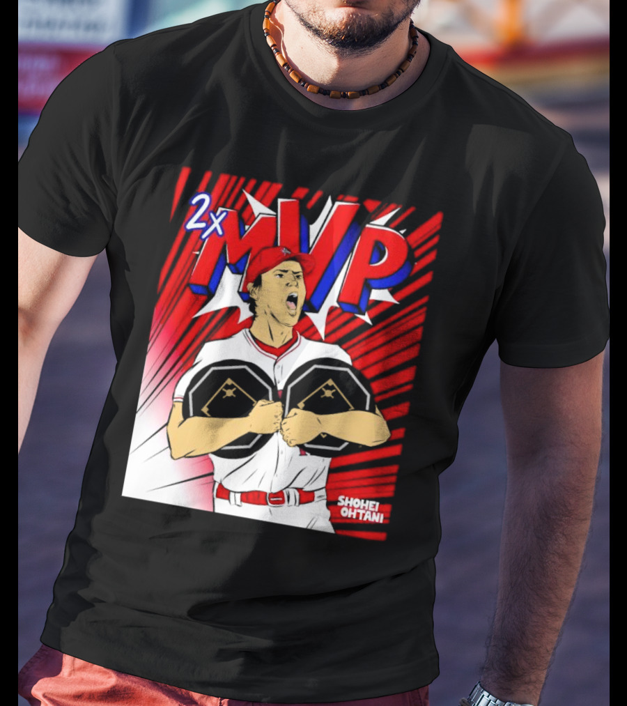 Los Angeles Angels Shohei Ohtani 2x MVP Comic T-Shirt