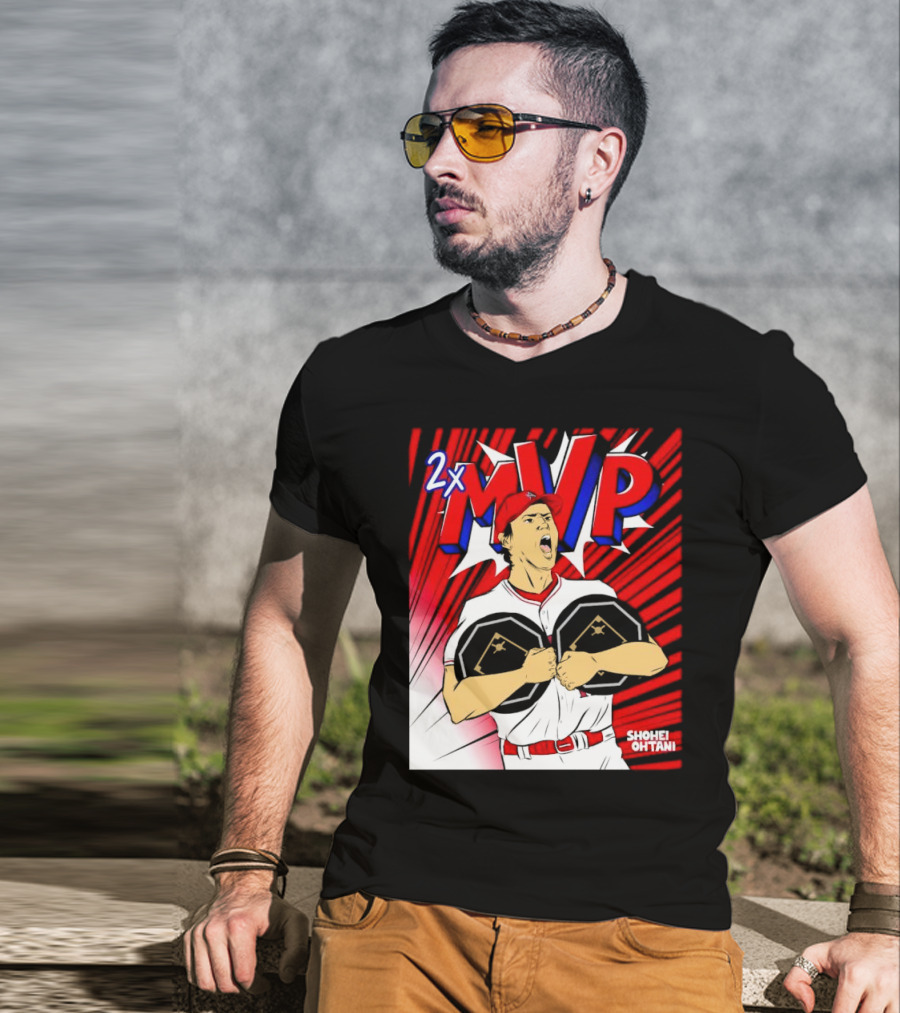 Los Angeles Angels Shohei Ohtani 2x MVP Comic T-Shirt