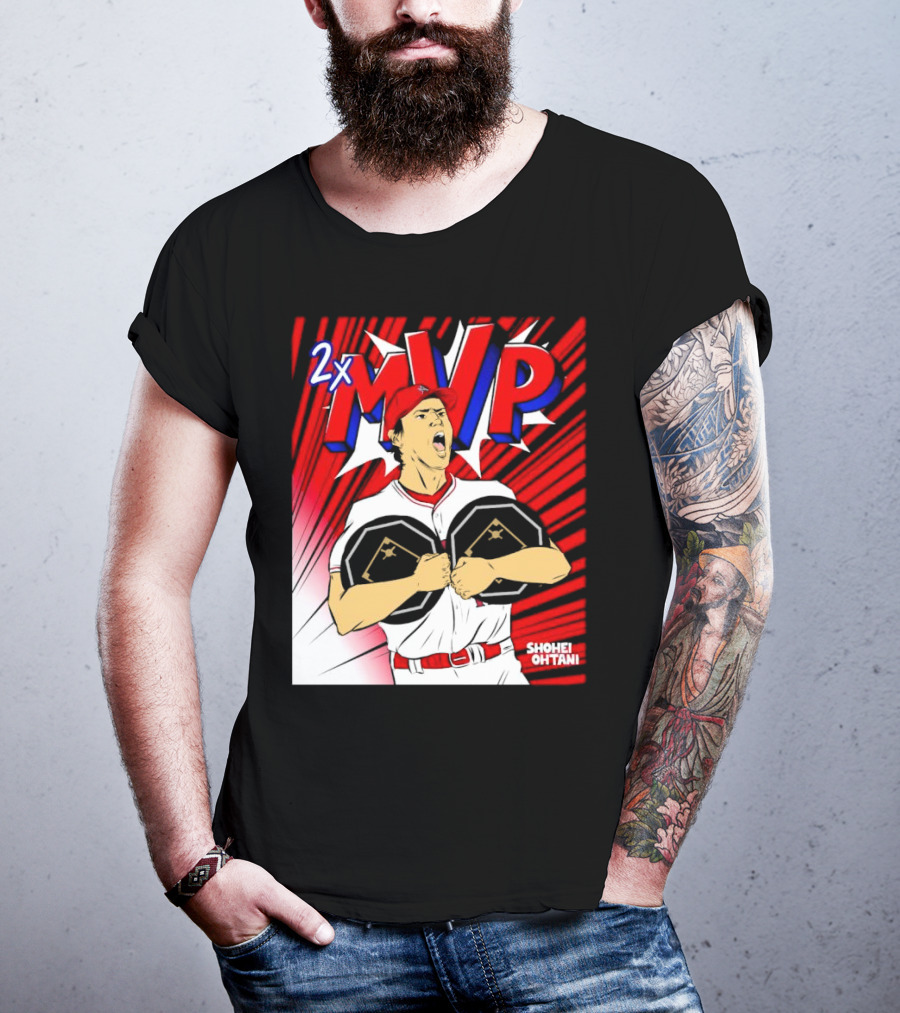 Los Angeles Angels Shohei Ohtani 2x MVP Comic T-Shirt