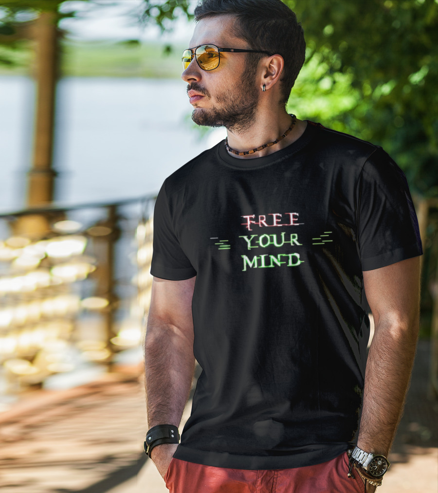 Matrix Free Your Mind Glitch Text Aesthetic T-Shirt