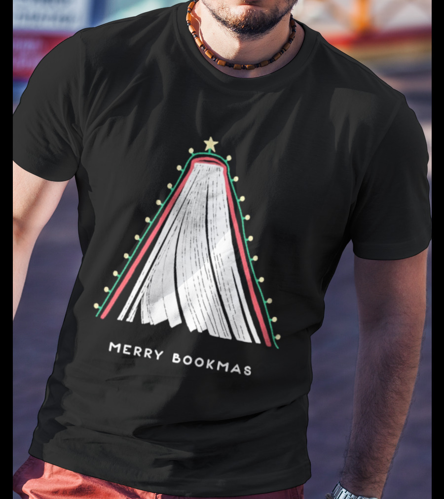 Merry Bookmas Christmas Tree Book Lights T-Shirt