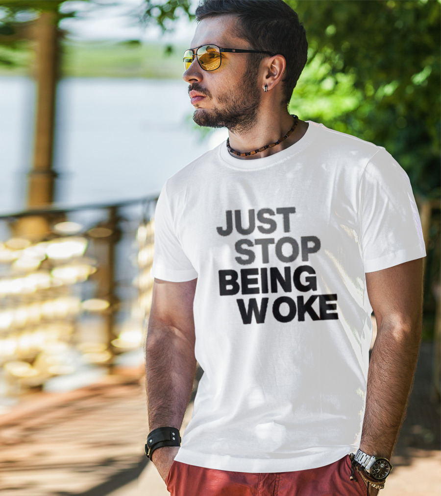 Paula London Just Stop Being Woke Black Lettered Message T-Shirt
