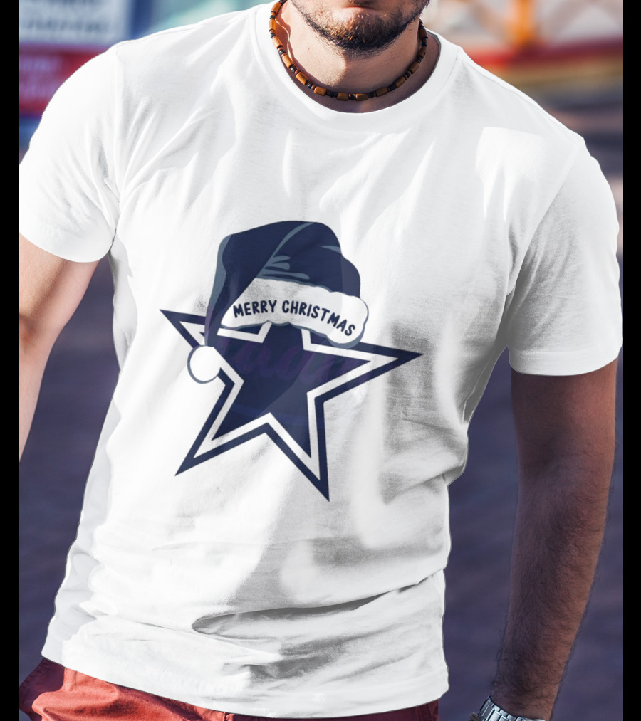 Dallas Cowboys Merry Christmas Santa Hat Star T-Shirt
