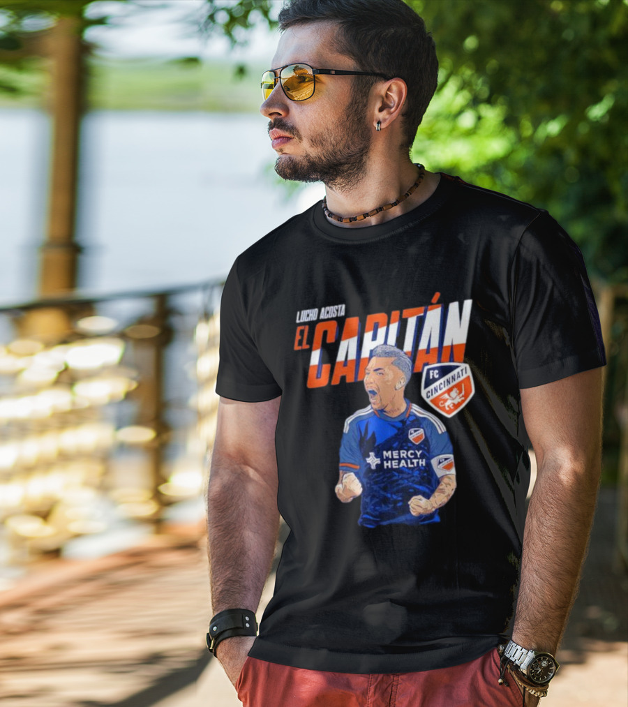FC Cincinnati Lucho Acosta El Capitan Mercy Health Soccer Captain T-Shirt