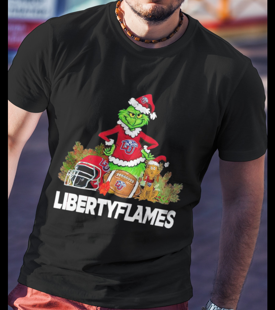 Grinch Liberty Flames Christmas Football FIU Santa Hat T-Shirt