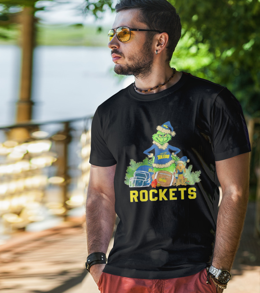 Grinch Toledo Rockets Christmas Football Festive Spirit T-Shirt